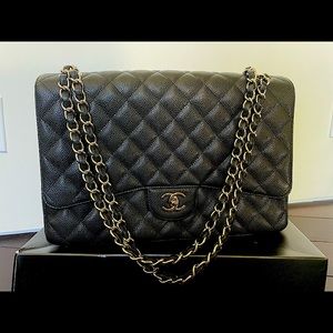 Chanel Black Caviar Maxi Classic Single Flap Bag